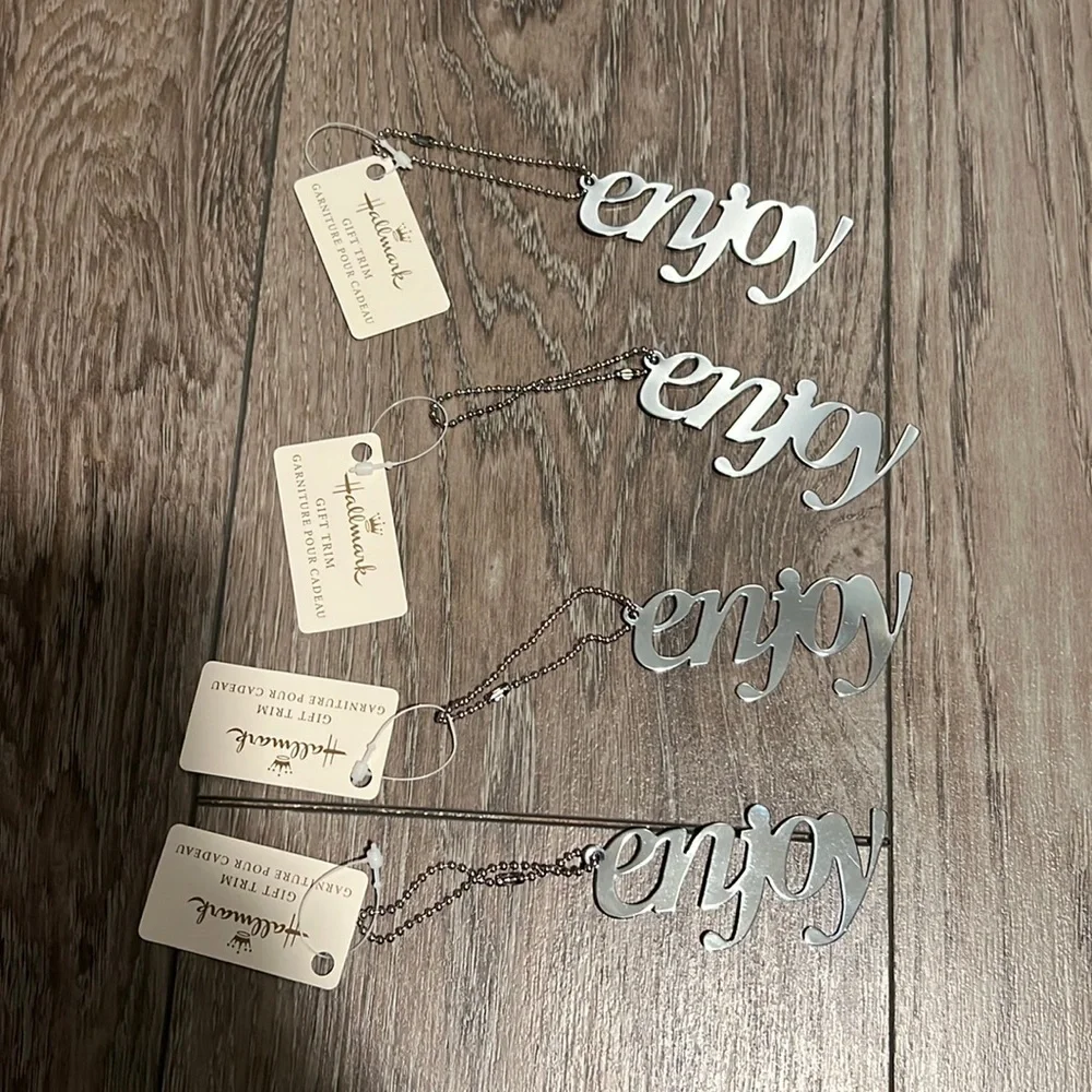NWT Lot of 4 Hallmark gift trim “enjoy”